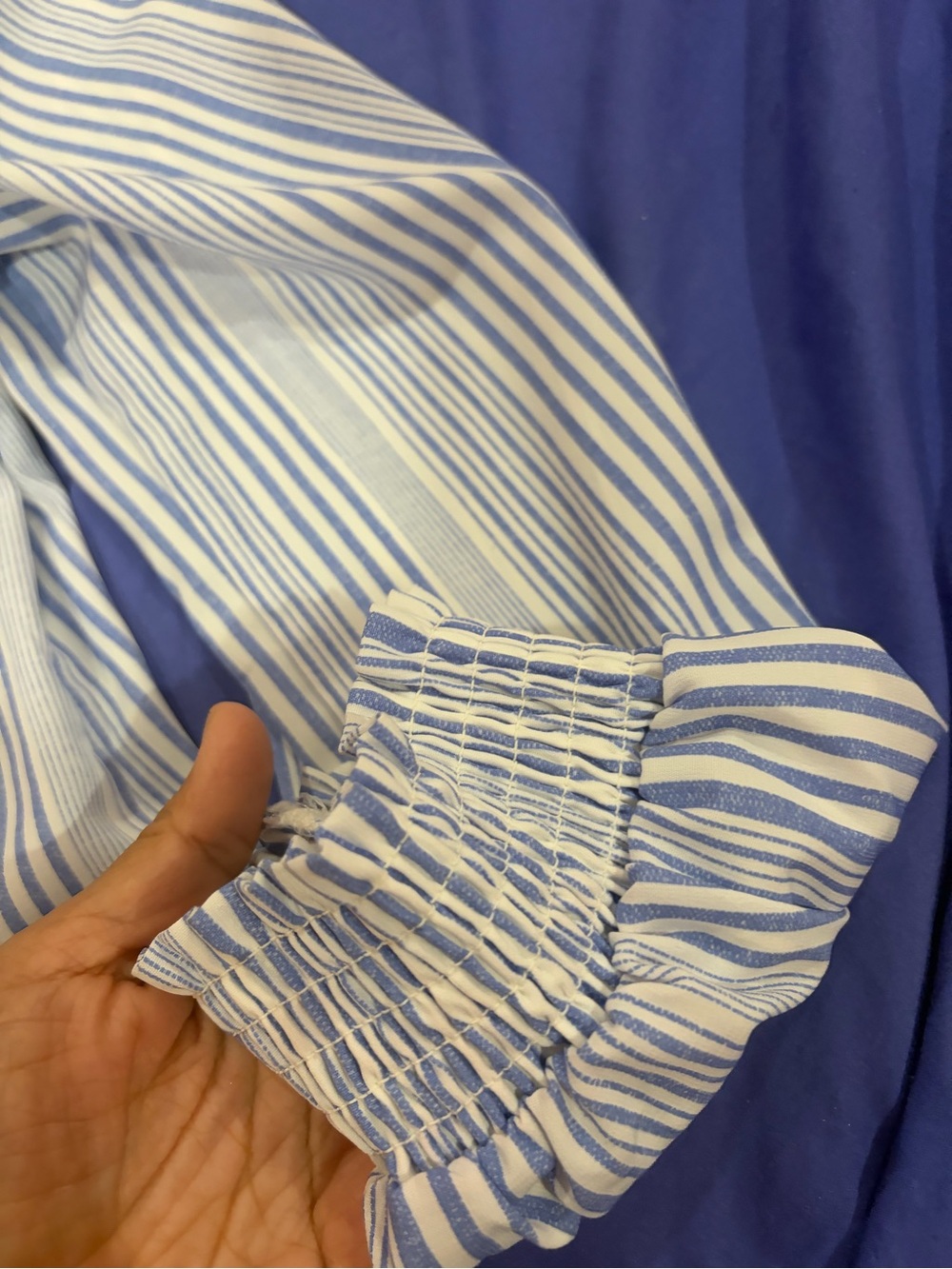 Scarlett Beige and Red Plaid Lightweight Shirt one blue white shirt striped - Picture 7 of 7